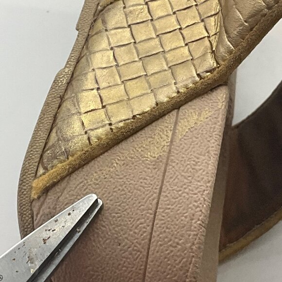 Fitflop Sz 6 Lulu Sleek Flip-Flop Thong Sandals Gold Metallic Wedge Comfort - Picture 6 of 15